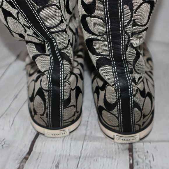 Coach Bonney Gray/Black and Striped High Top Sneakers Women's Size 9.5 - Picture 6 of 8